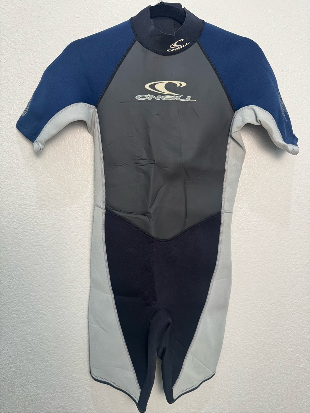 O’Neill Wetsuit Youth Size 16 Shorty Spring Suit Blue Gray Black Back Zip